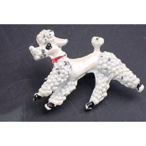 Vintage Tall White Standard Poodle Brooch